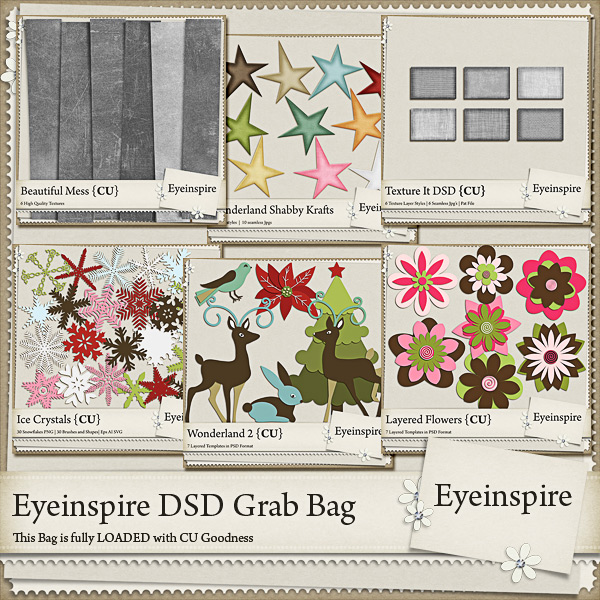 digiscrap, digital scrapbooking, eyeinspire, digital scrapbooking day, DSD, sale, grab bag, christmas templates, layered templates, flowers, reindeer, rabbit, bird, christmas tree, poinsettia, scratchy overlays, shabby textures, custom shapes, brushes, vector, eps, sag, cutting files, snowflakes,texture styles, seamless pattern file, photoshop pattern file, scrapbooking, photoshop layer styles, styles, felt, metal, polkadots, cardboard, krafties, krafts, card stock, glitter, seamless textures, seamless patterns, eyeinspire, photography tools, cute, commercial use, photoshop, layer styles, pse, psp, textures, leather, texture styles